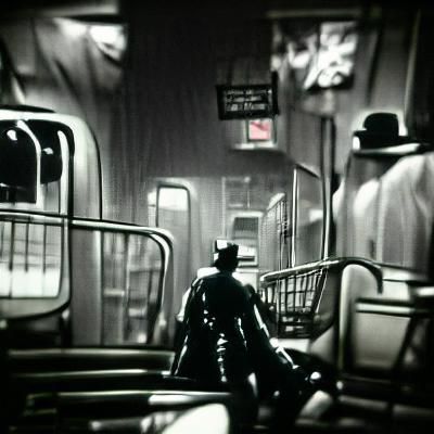 Midnight Subway Ride in Noir Cinematic Style
