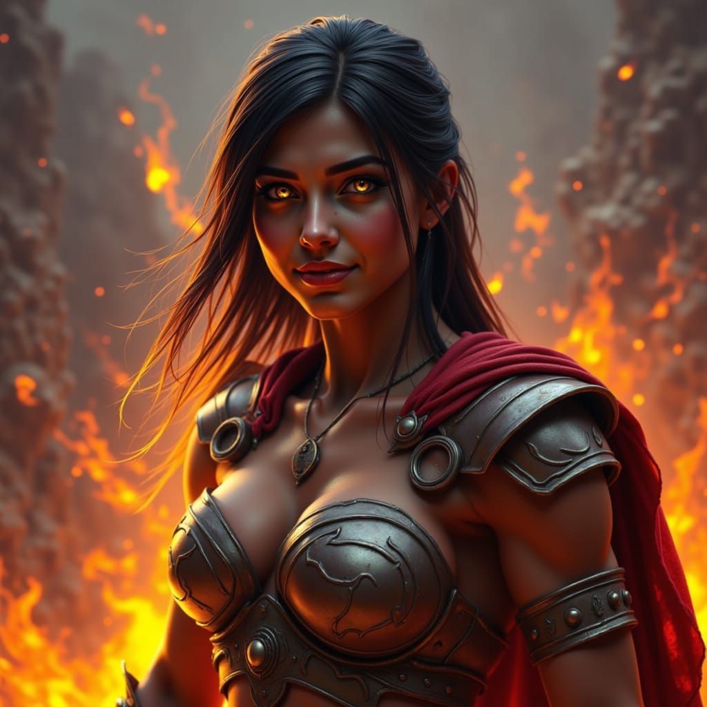 Champion Gladiatrix Fights in Arena