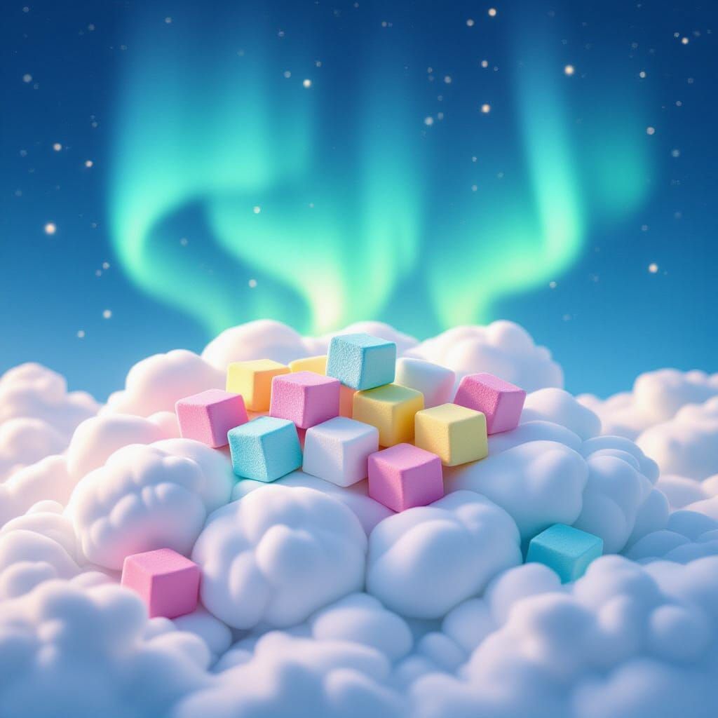 Magical Marshmallow Ad with Aurora Borealis Cloud