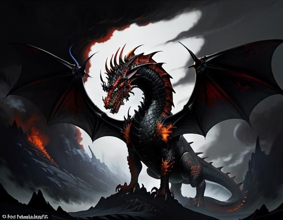 Fiery Dragon in Dynamic Fantasy Art Style