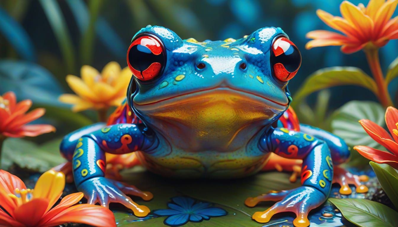 Surreal Tropic Frog with Versace Patterns