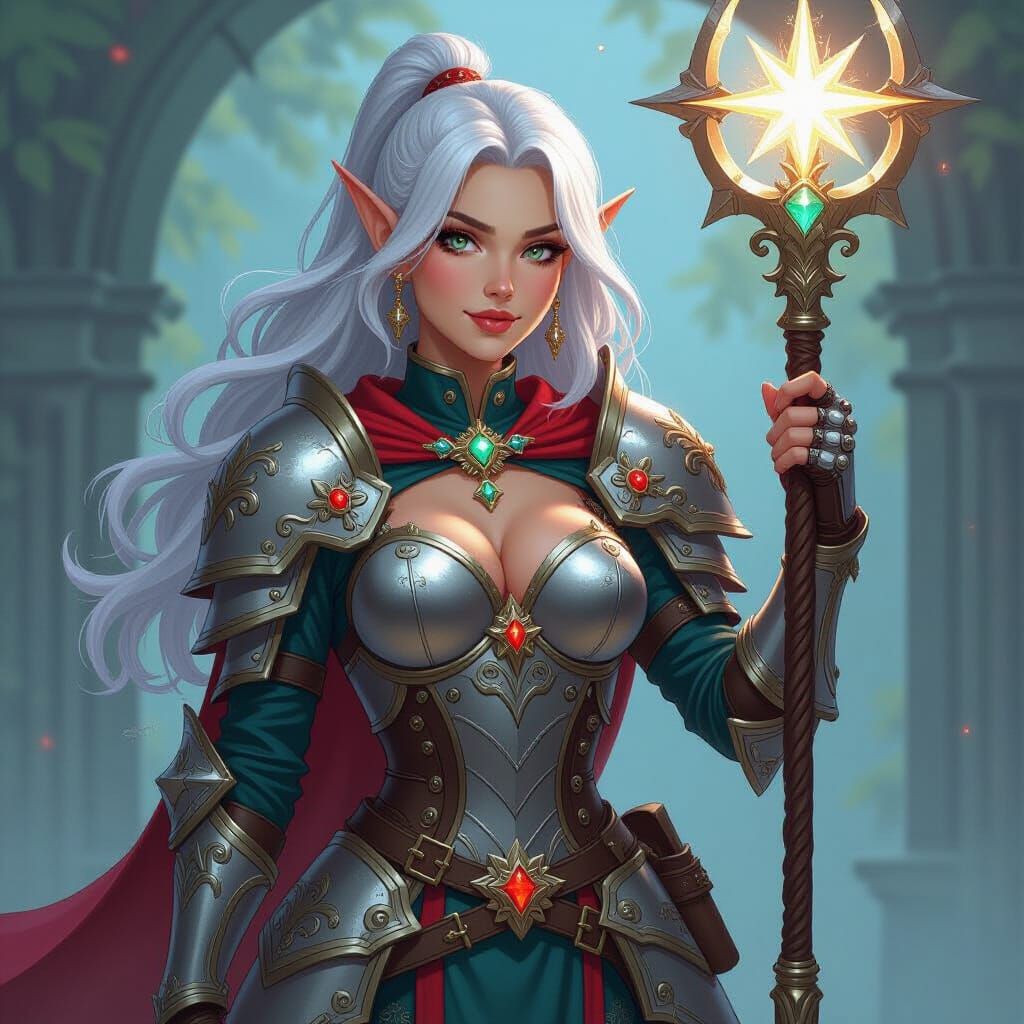 Gnomish Cleric in Ornate Armor, Digital Art