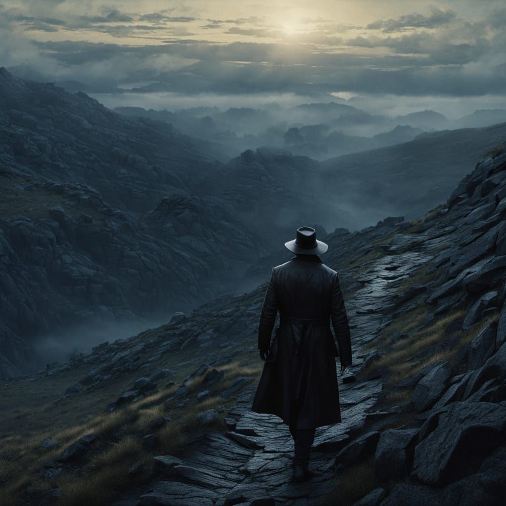 Dramatic Mountain Pass in Dark Romanticism Style