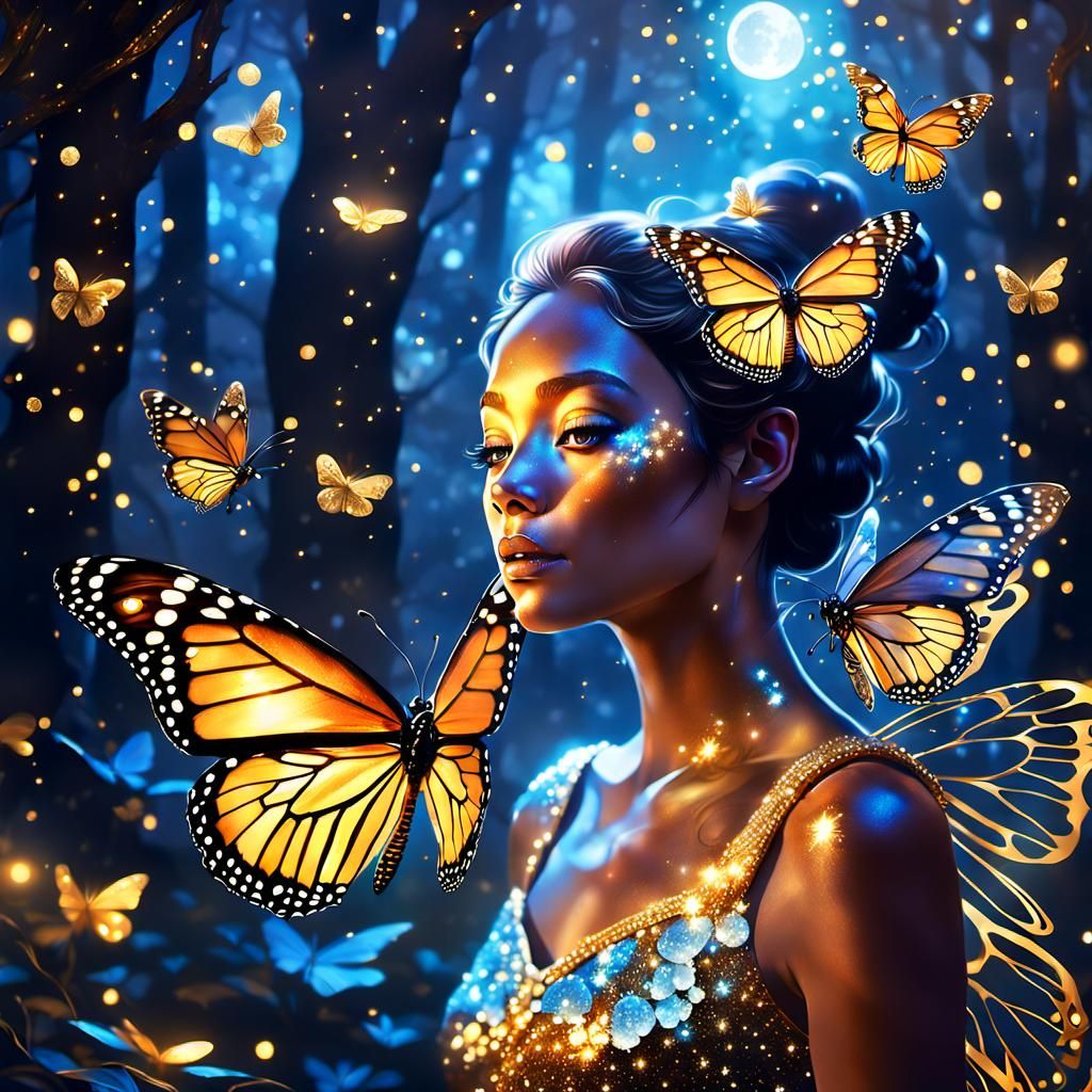 Monarch Butterfly Fairy in Cosmic Dreamscape
