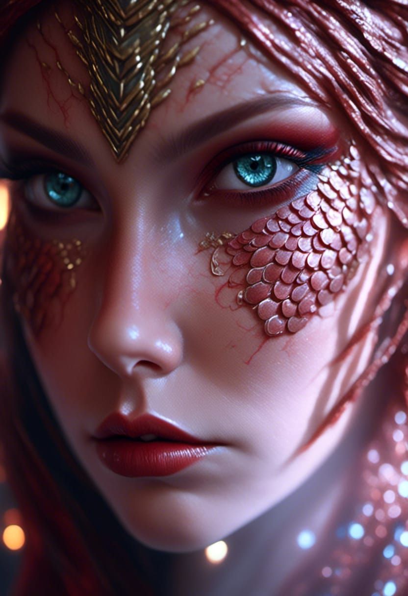 Dragon Scale Woman in Jedi Robes, Hyperrealistic Concept Art