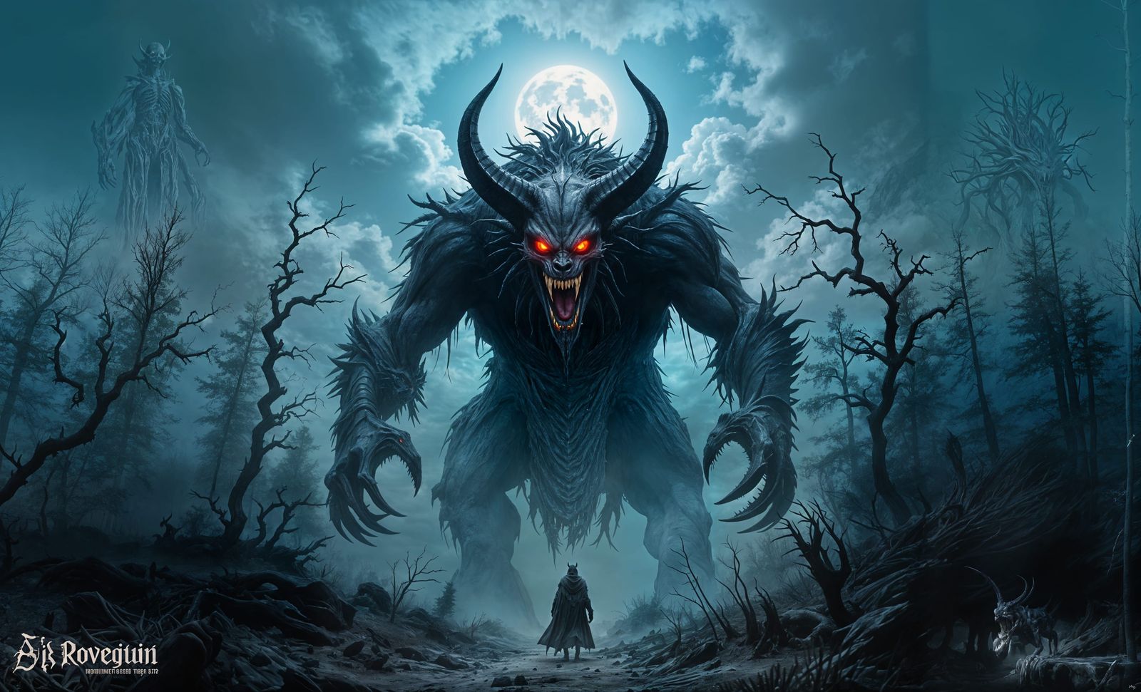 Gigantic Sinister Creature Over Dark Forest