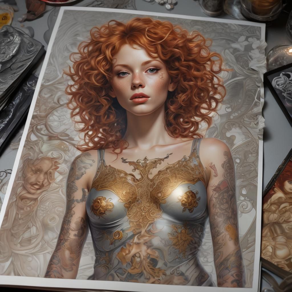 Space Pirate Magazine Cover: Ginger Woman Portrait