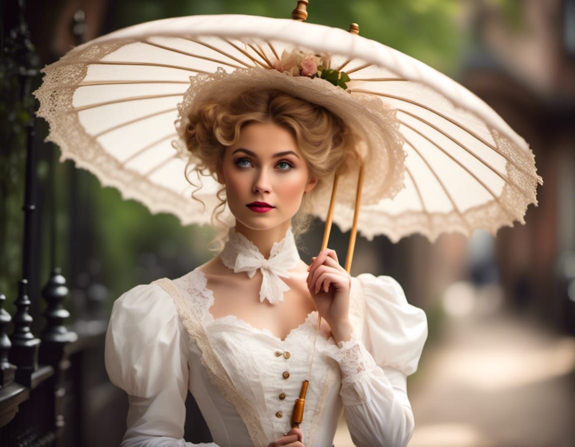 victorian girl with lace parasol I