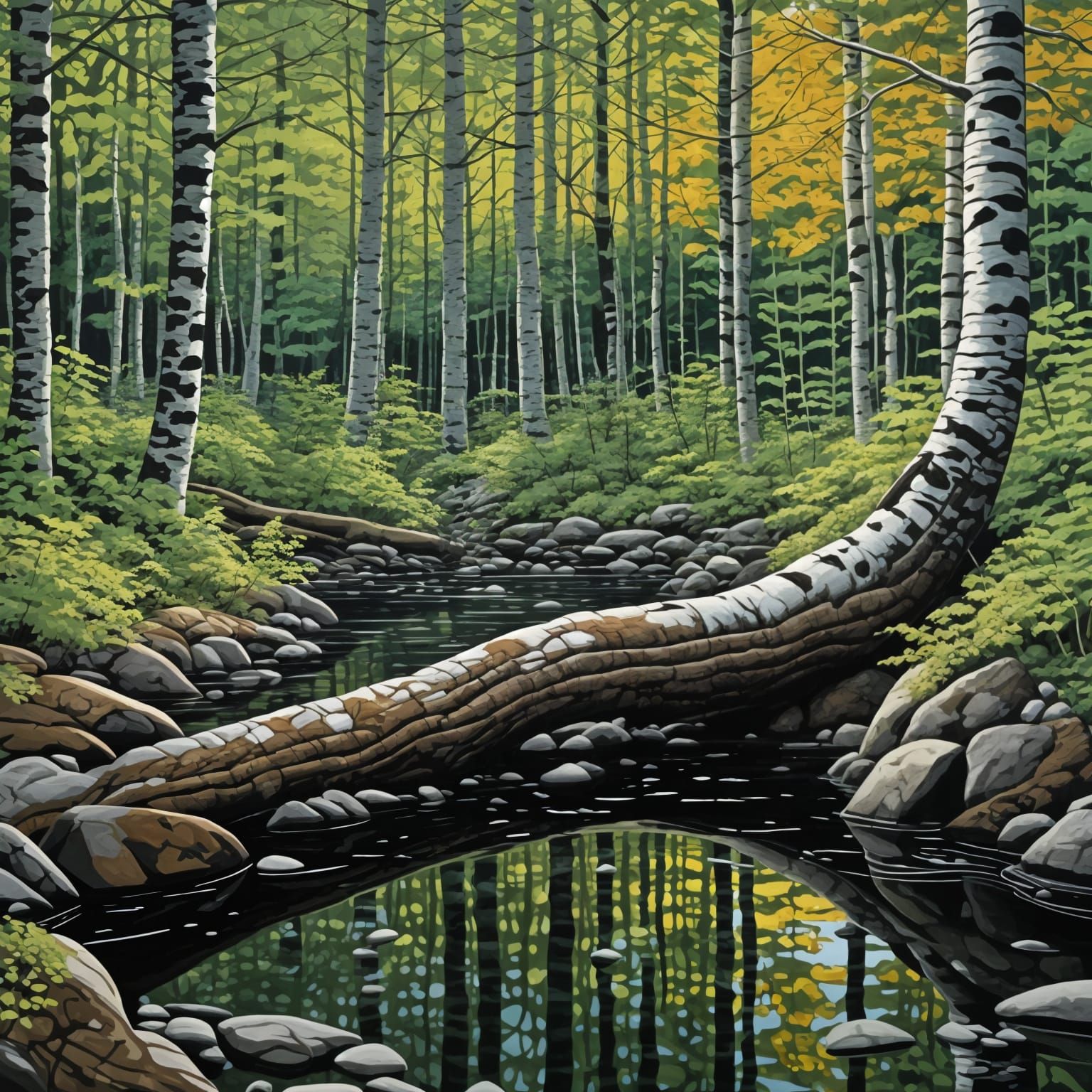 Mysterious Forest Landscape in Earthy Tones