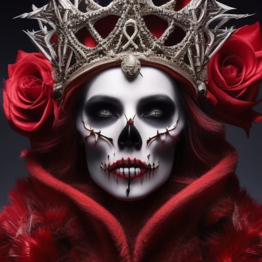 Skull Queen with Crown of Thorns, Digital Art