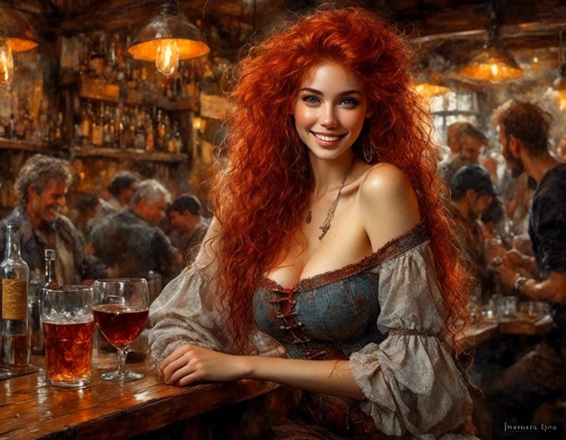 Detailed Portrait of an Irish Woman in Pub