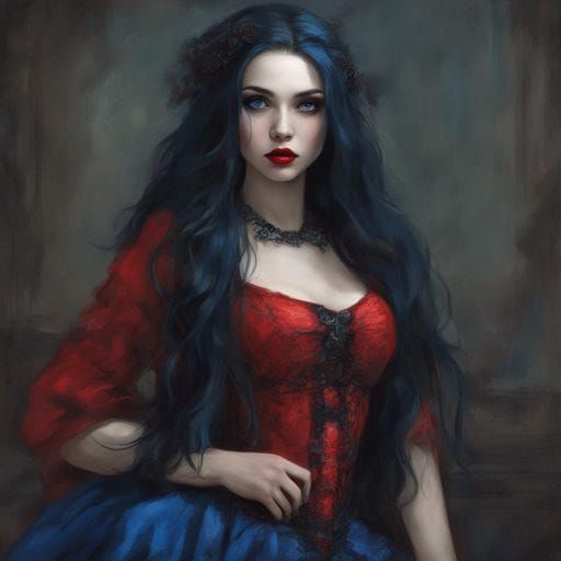 Gothic Beauty Portrait in Royo Style