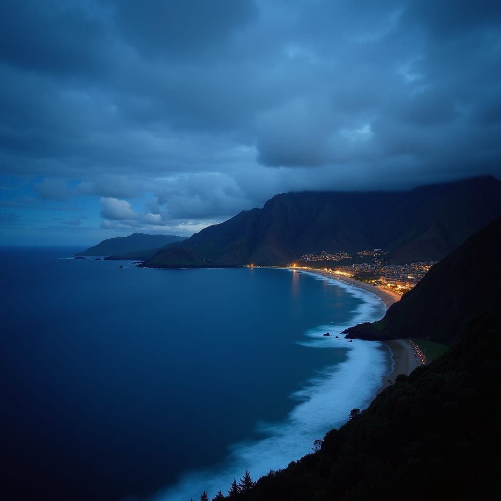 Nighttime Hawaii Coastline Image