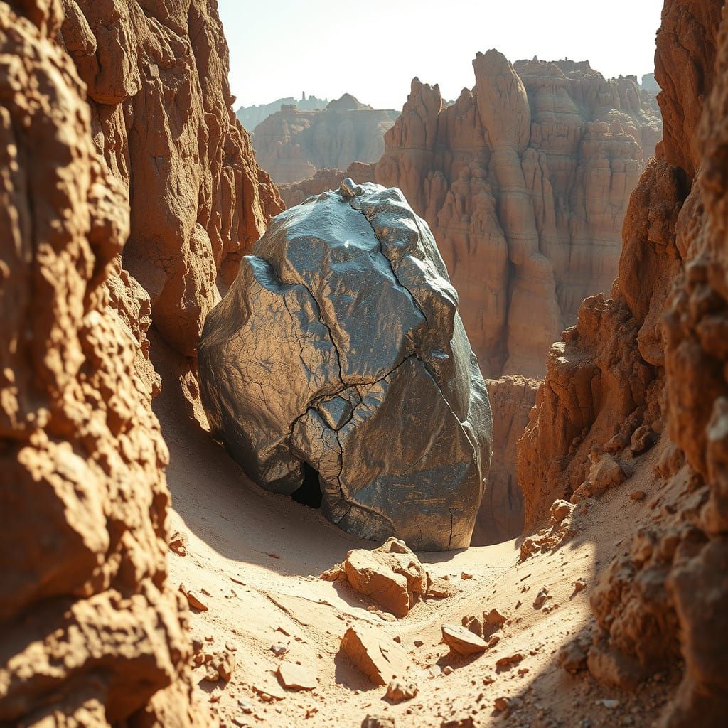 Ethereal Silver Ore in Rust-Red Canyon Landscape