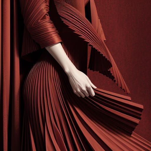 Woman in Red Dress: Hyper-Realistic Digital Art