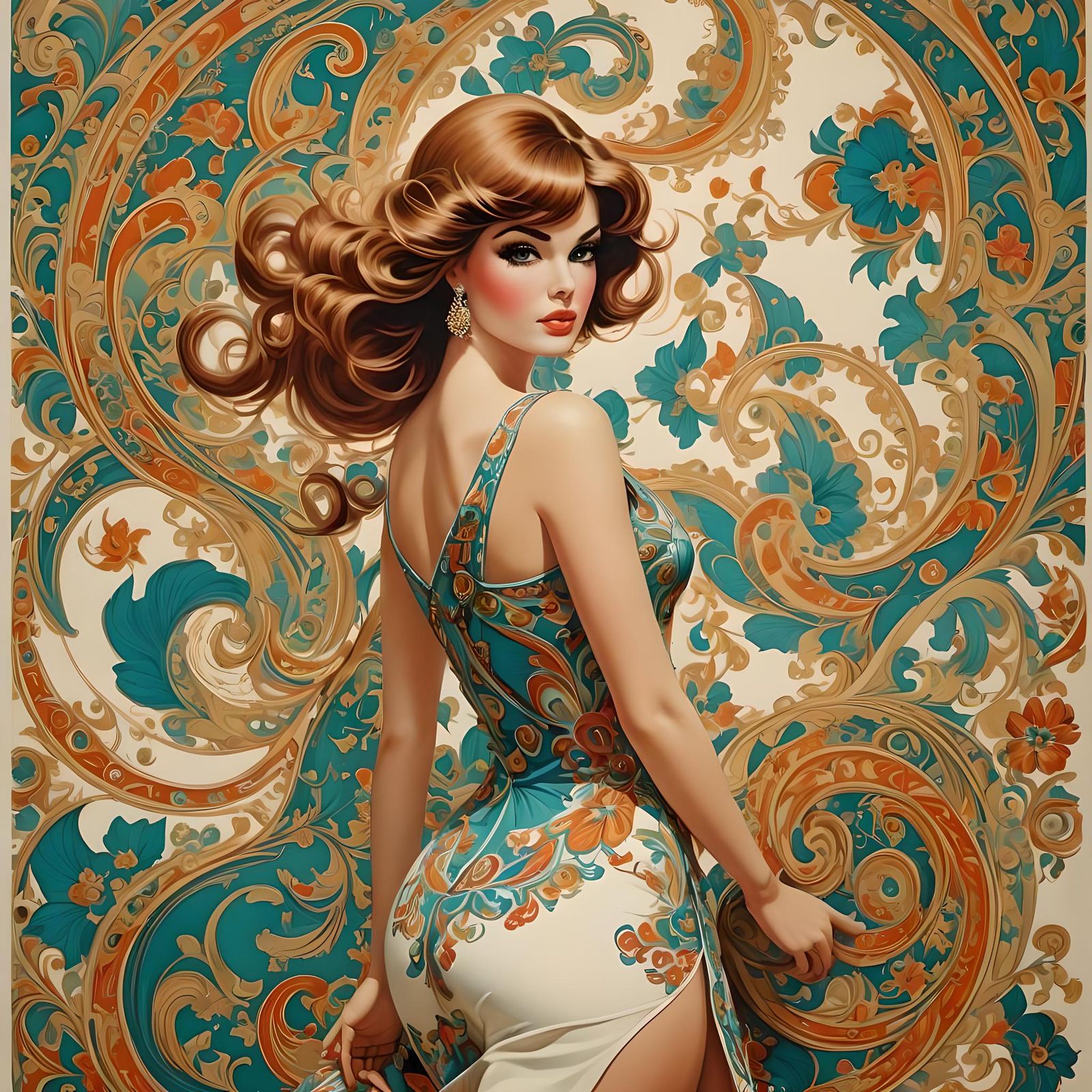 Paisley 1960s Woman in Surrealist American Realism