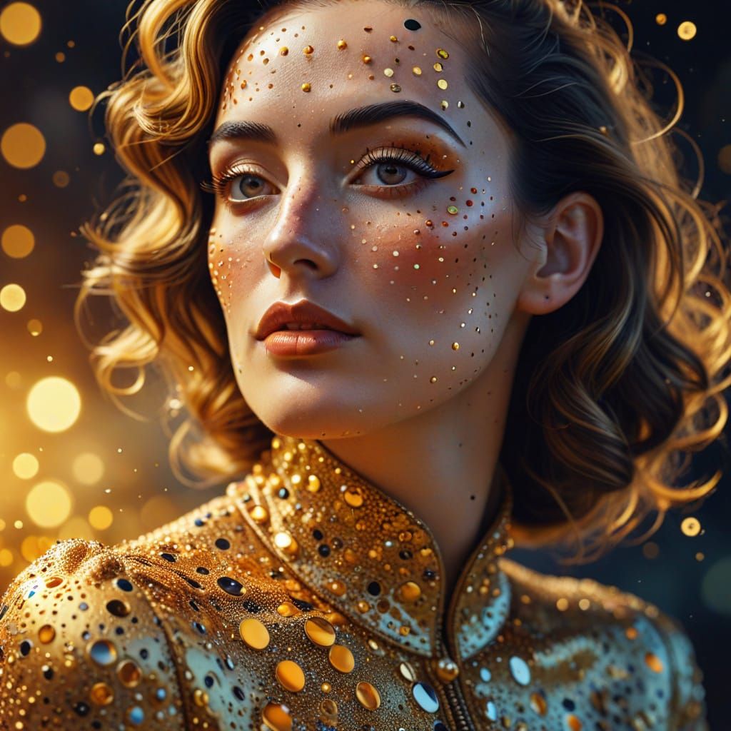 Polka Dot Woman in Polka Dot Universe: Hyperrealistic Digita...