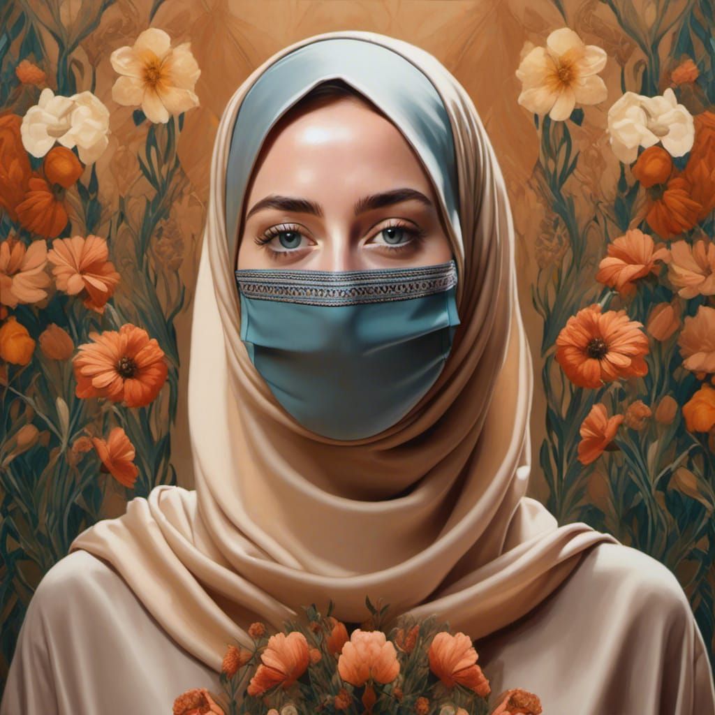 Oil Painting of Hijabi Woman with Earth Tones