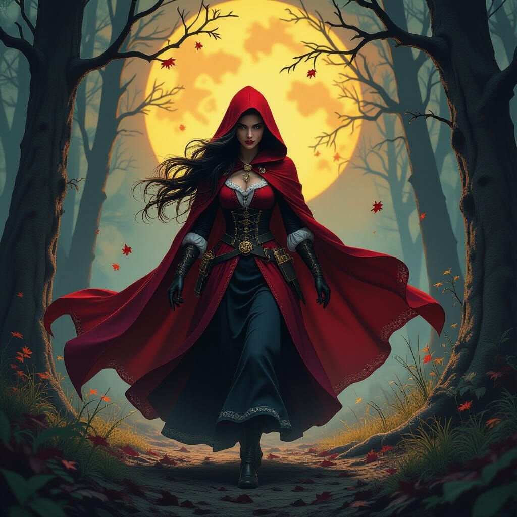 Little Red Riding Hood as Van Helsing in Dark Fantasy