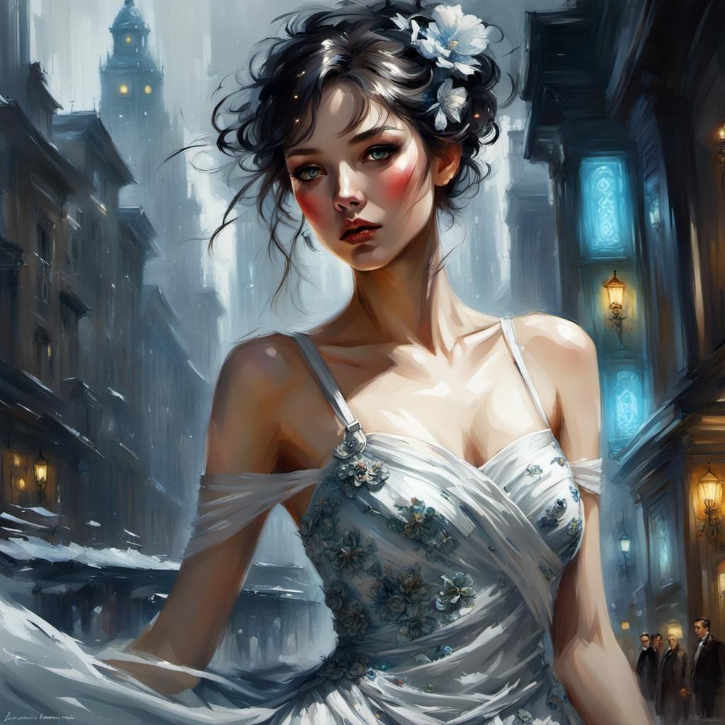 Bioluminescent Peacock Princess Portrait in Digital Art Styl...