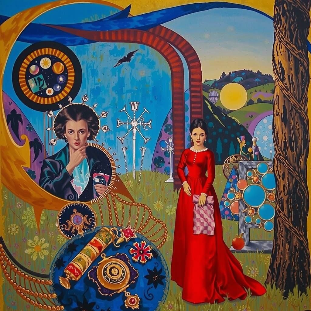 Psychedelic Landscape in Expressionist Style with Deep Shado...