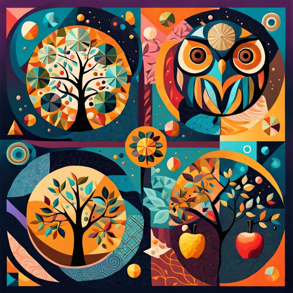 Abstract Circle Collage with Ethnic Patterns