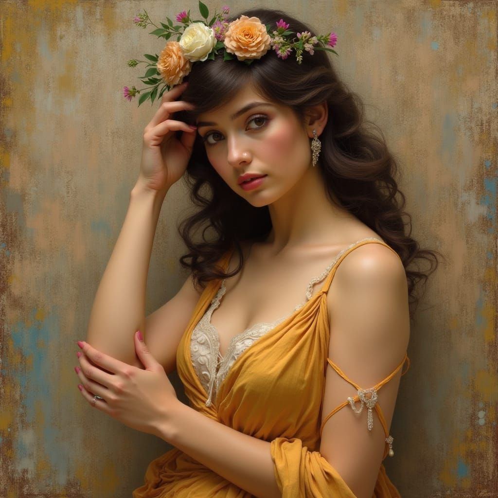 Elegant Woman Portrait in Art Nouveau Style