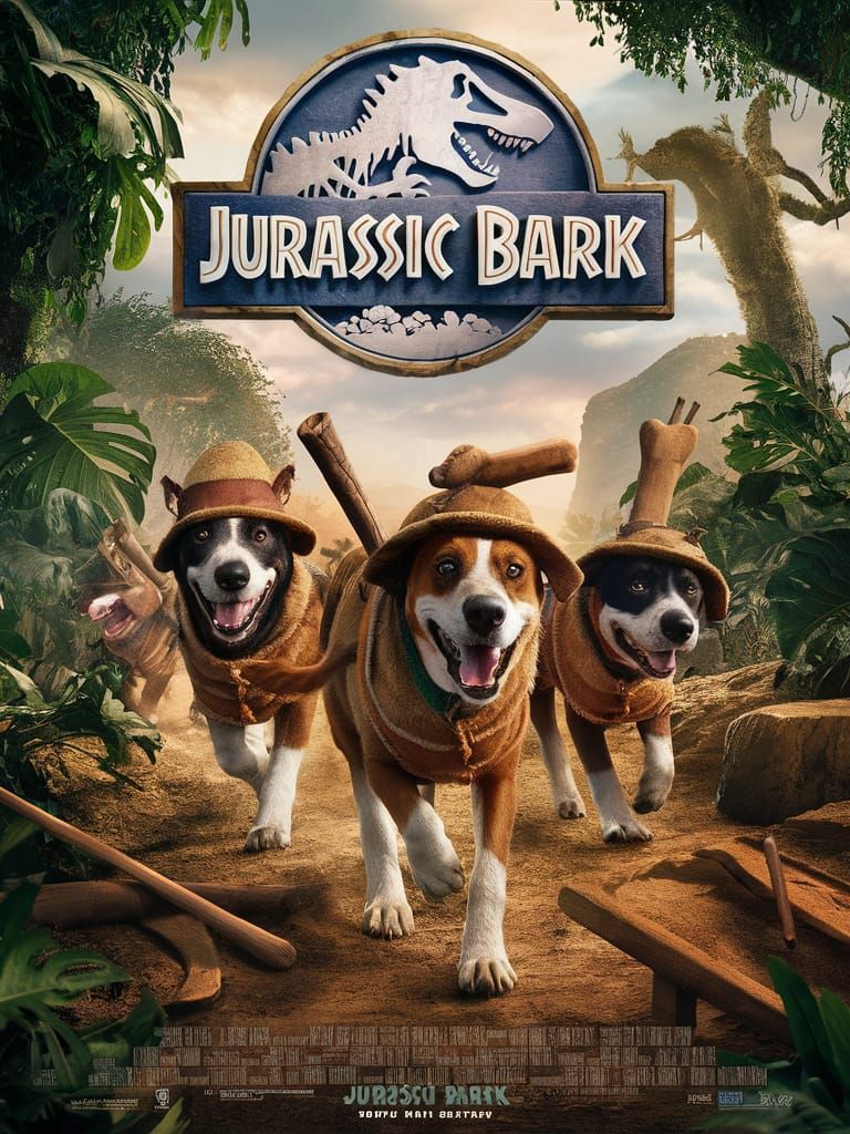Jurassic Bark: A Comedic Movie Poster