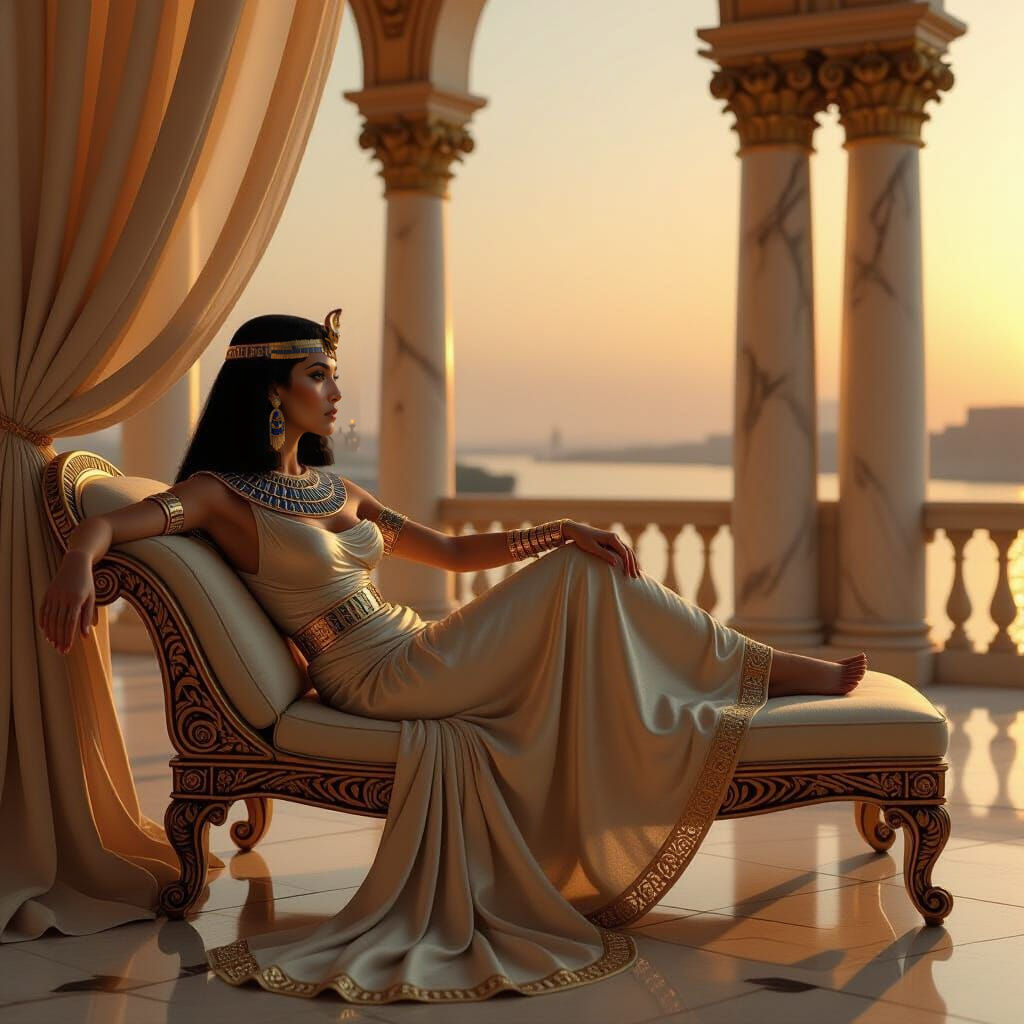 Cleopatra Gazes Over the Nile in Digital Painting