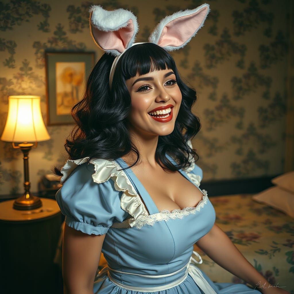 Sultry French Maid with Whimsical Touches in Dreamy Lighting