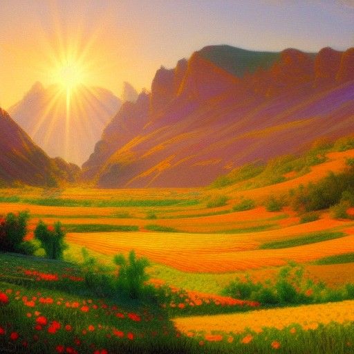 Colorful Flower Valley Oil Painting