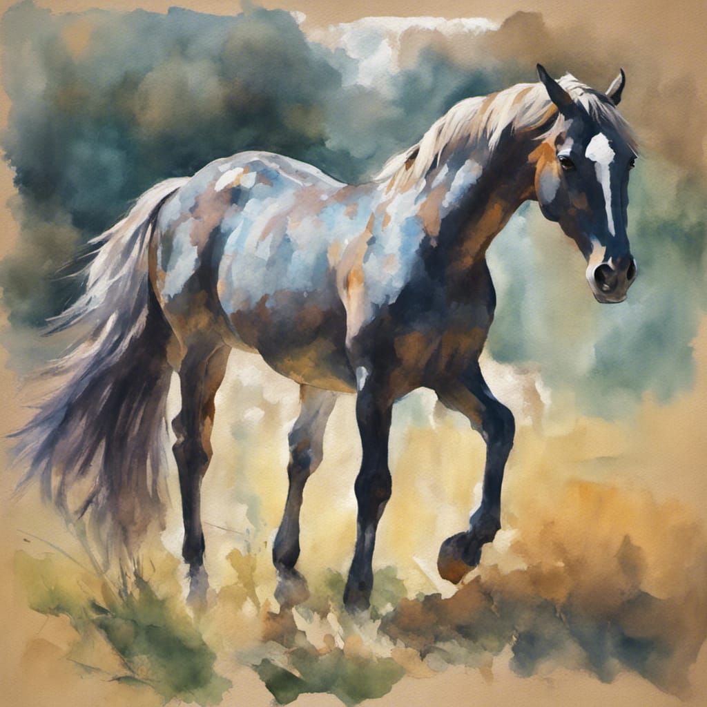 Impressionist Horse in Gouache and Watercolor