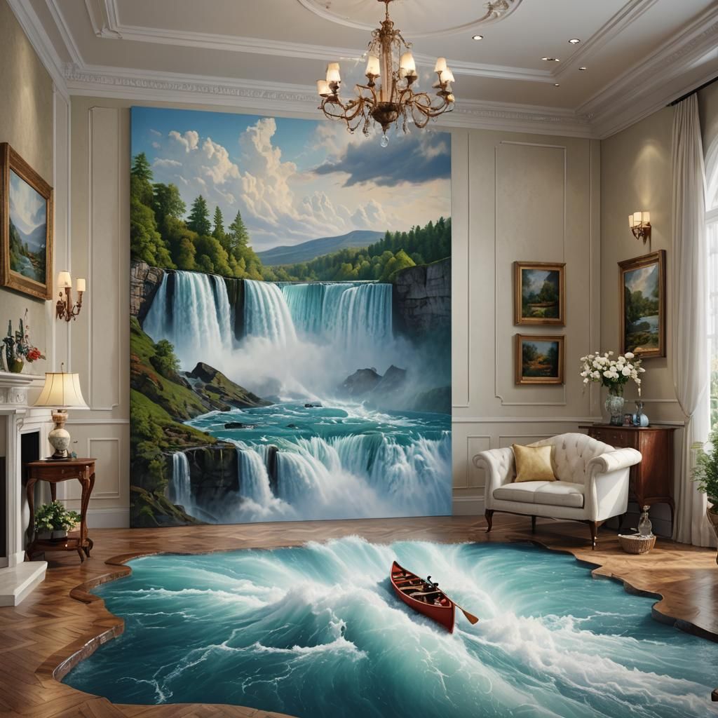 Niagara Falls 3D Art in Living Room