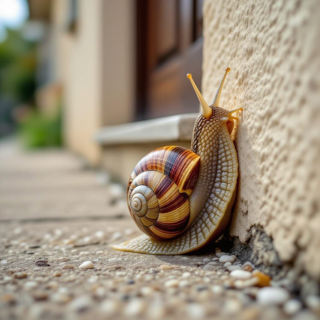 Snail's Curious Peek Around the Corner