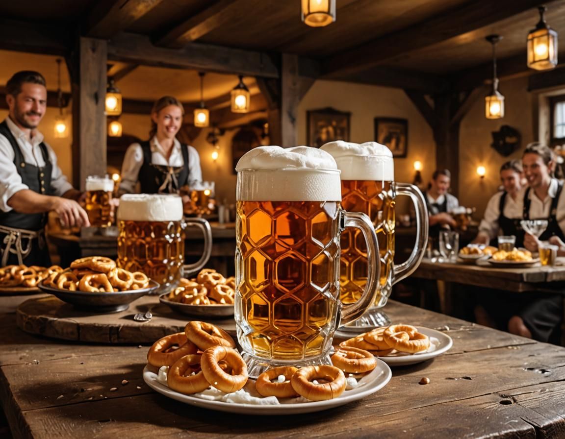 Traditional Bavarian Tavern Scene at Oktoberfest