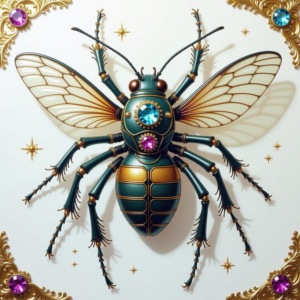 Exoskeleton, insect,
Jewel encrusted
Acrylic paint
Fantasyco...