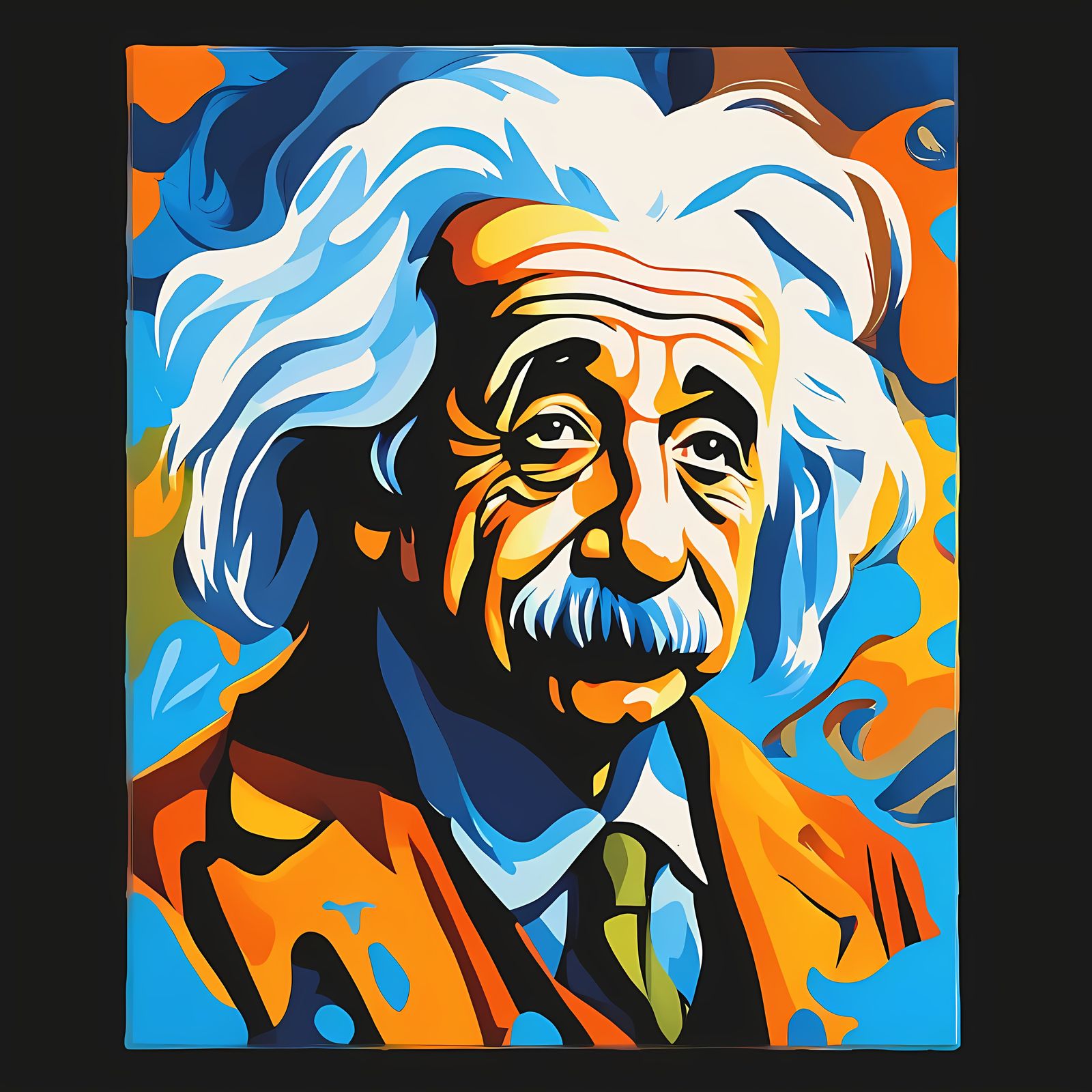 Chibi Einstein Anime Sticker in Gouache Style