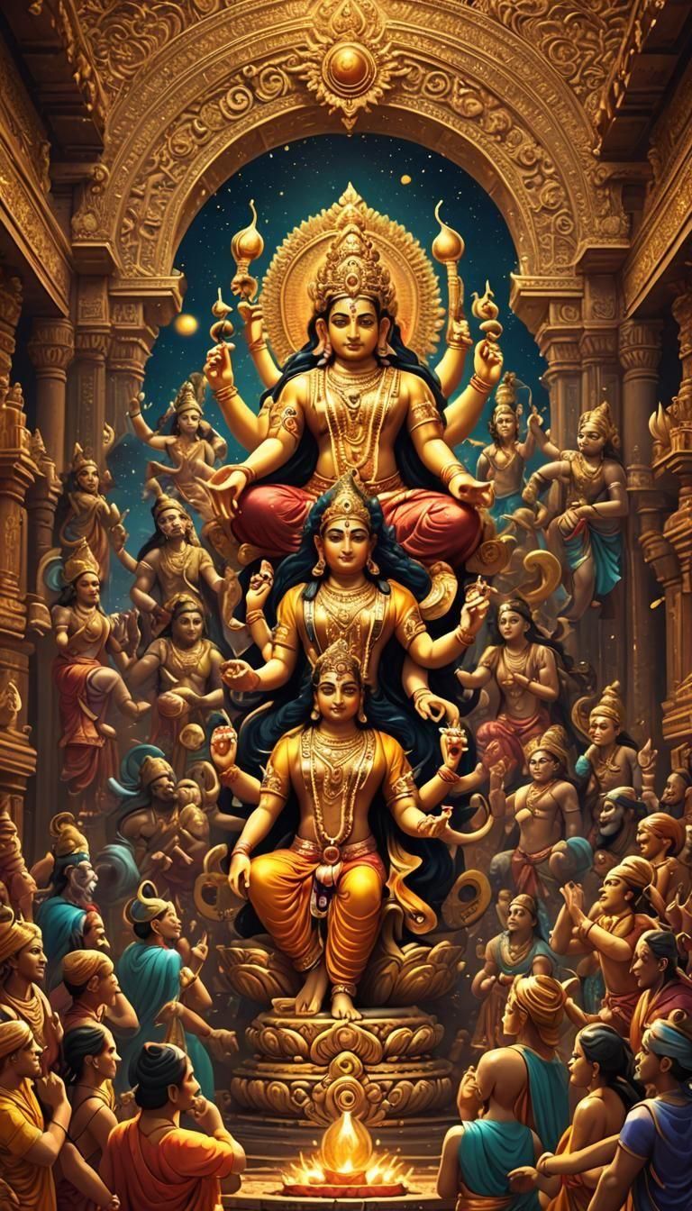 Image of Hindu Gods in Digital Art