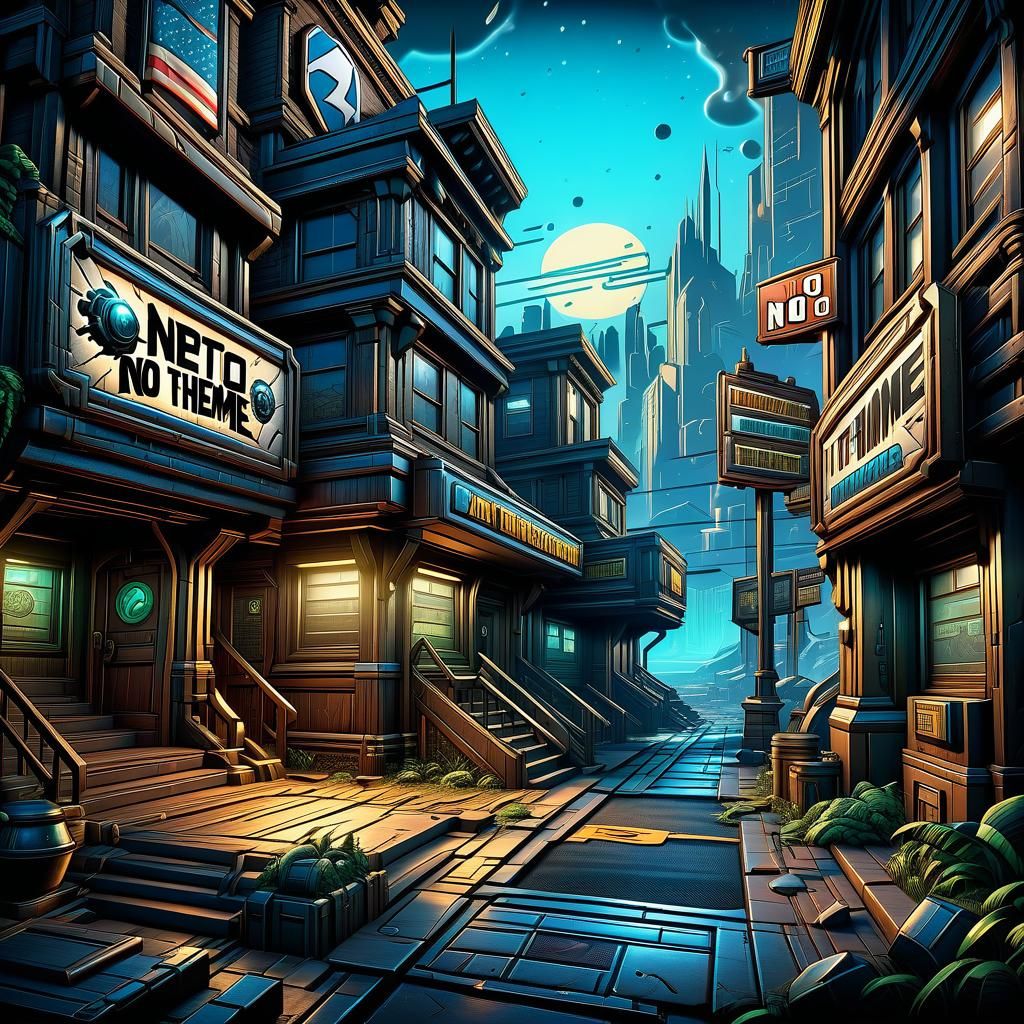 Dynamic "NO THEME" Sign in Comic Book Style