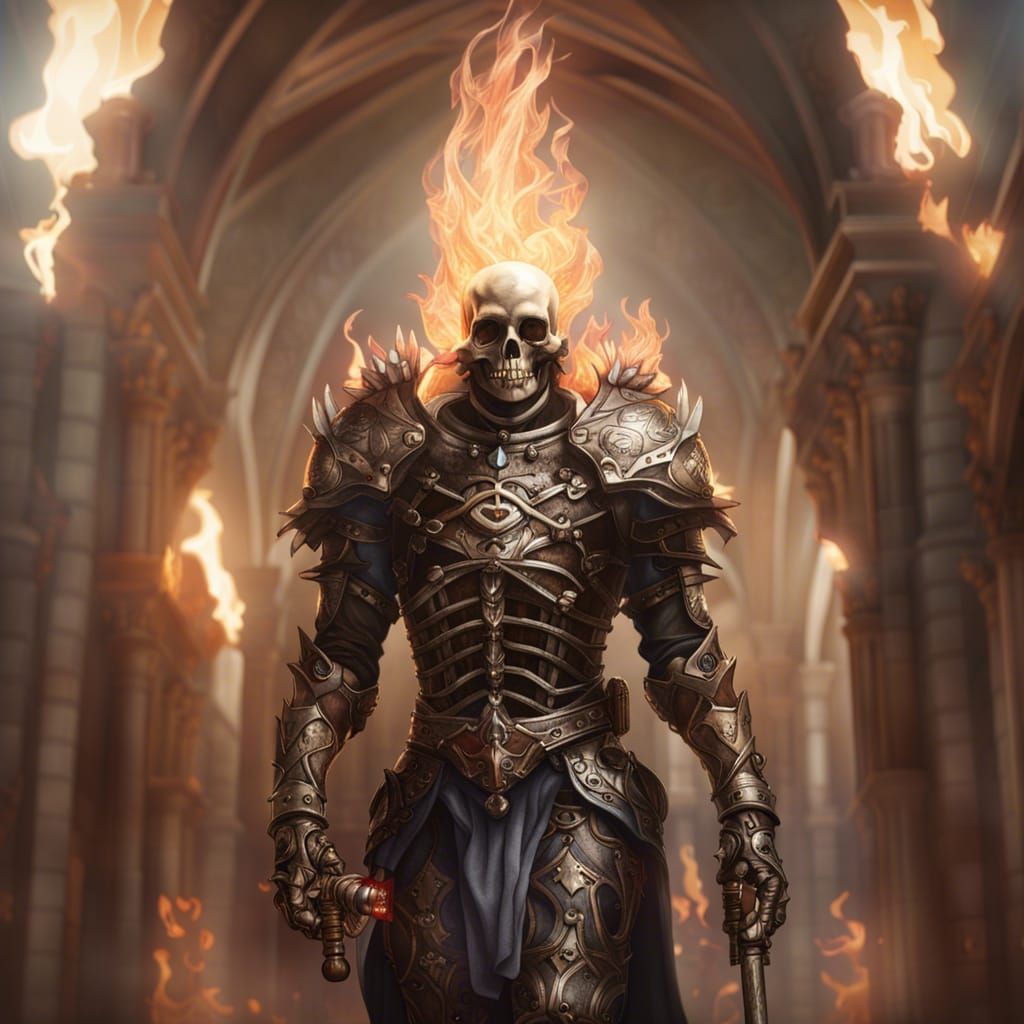 Skeleton Knight of Hell in Intricate Nordic Armor