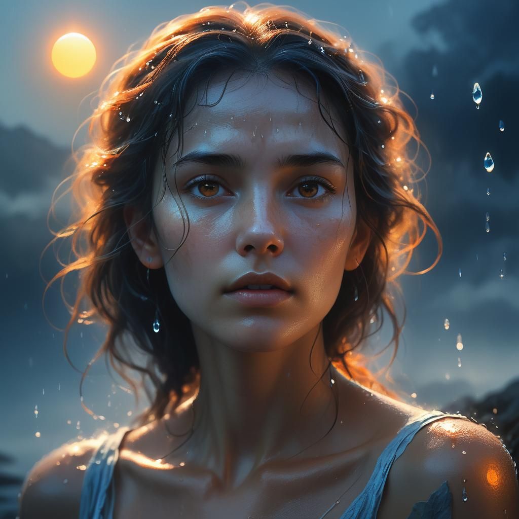 Ethereal Woman Portrait with Dramatic Lighting