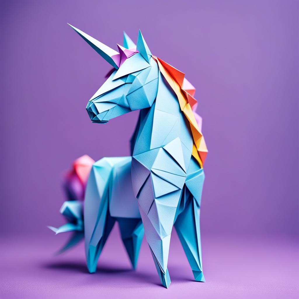 Origami Unicorn Papercraft in Soft Focus