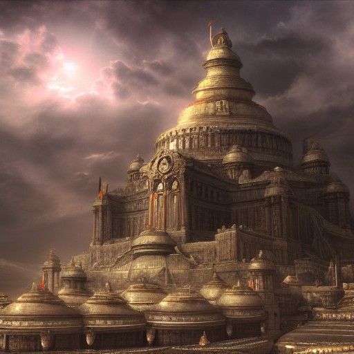 Detailed Matte Painting of Powerful Gods