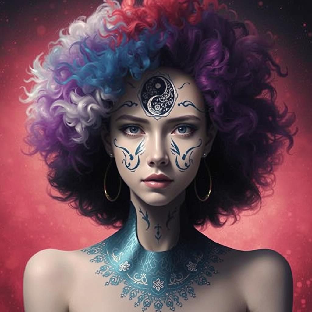 Taoist Philosophy Inspired Artwork with Dynamic Forces