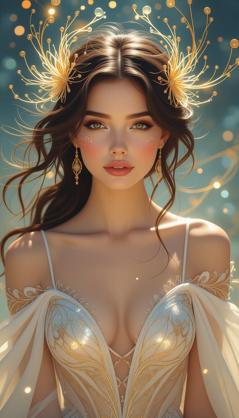 Ethereal Woman Encased in Light: A Digital Masterpiece