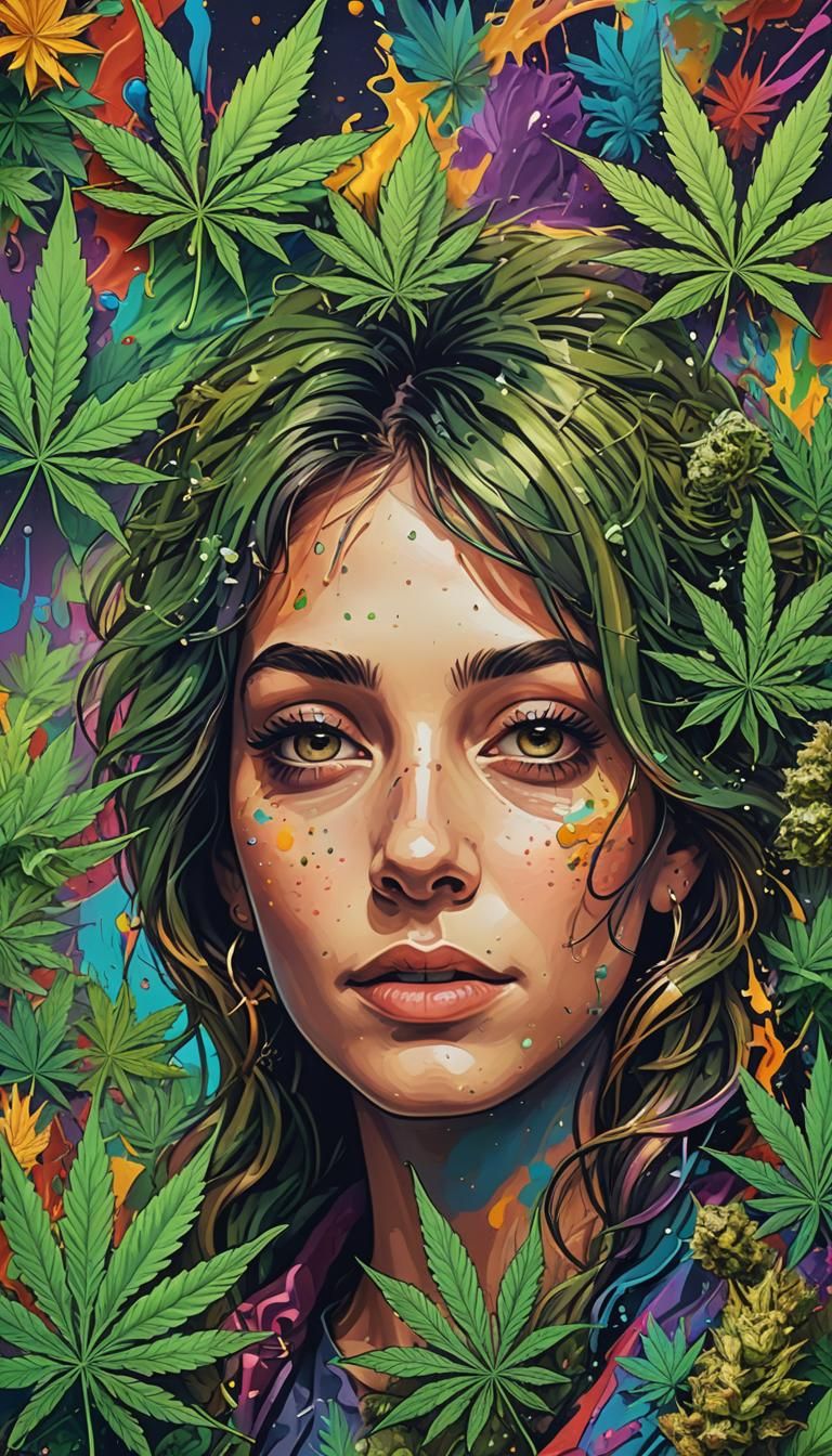 Cannabis Shop Loyalty Background in Splash Art Style