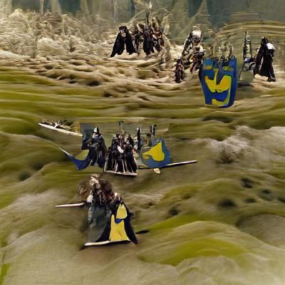 Epic Fantasy Battle Scene: Warriors Clash