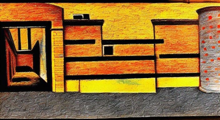 Abandoned Factory: Realistic Tempera Painting