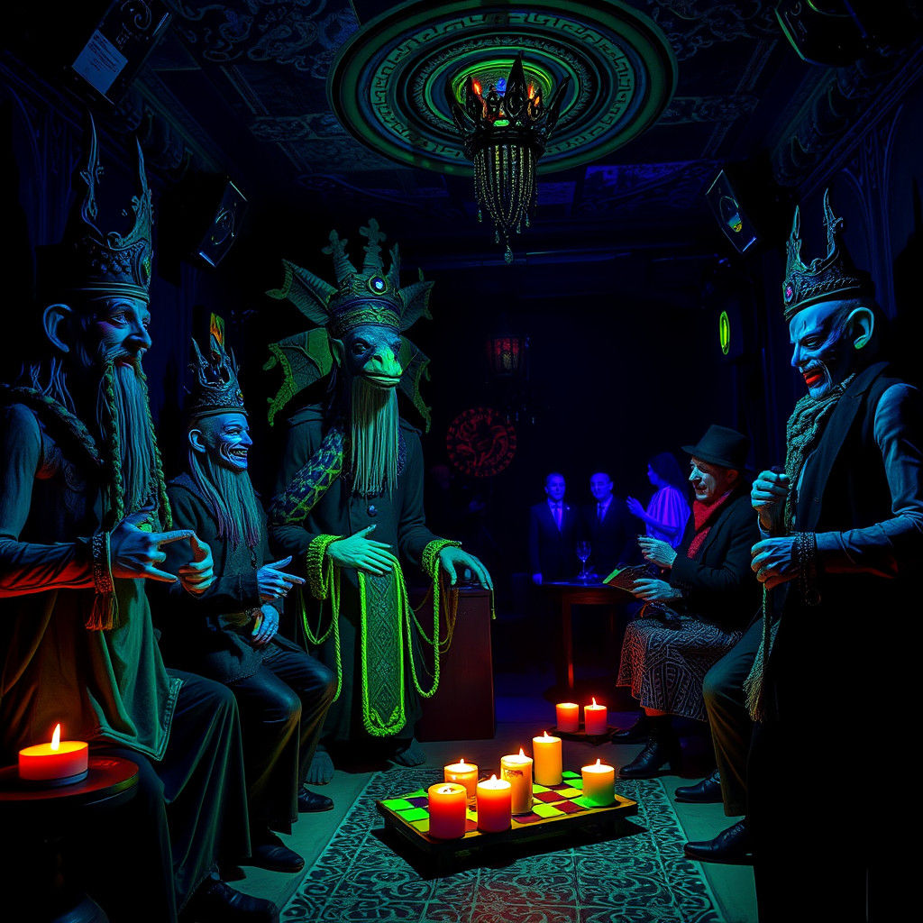 Creepy Underground Ceremony with Pagan Idols