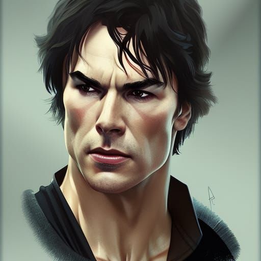 Damon Salvatore Portrait in Artgerm Style